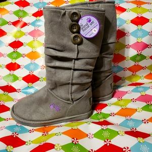Animal Rescue Site Greater Good Purple Paw Gray Boots PRICED TO SELL!